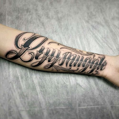 花臂纹身贴防水男持久小臂手臂女潮男大图案英文字母