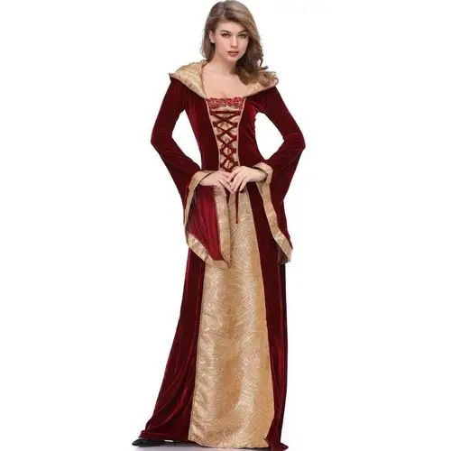 m-xl 万圣节服装 复古欧洲中世纪宫廷贵族女王舞会斗篷公主裙