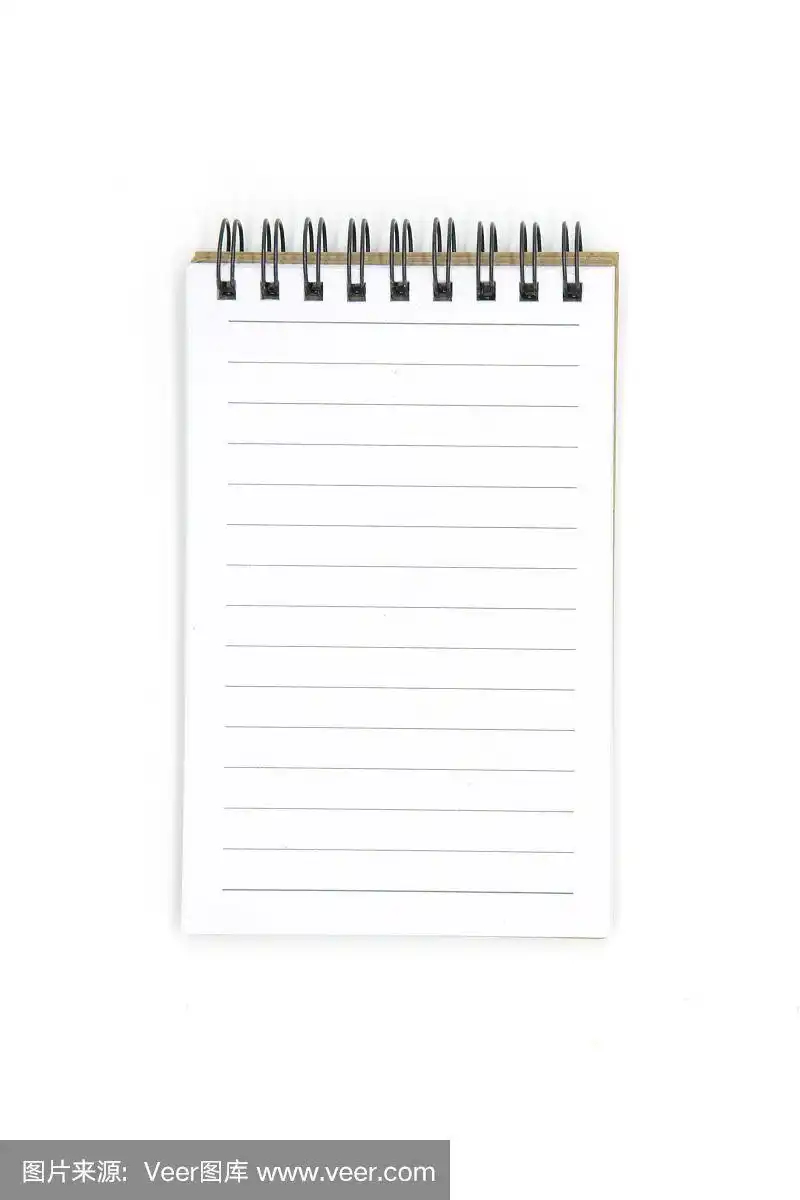 笔记本,活页夹,白色背景上孤立的格子便笺纸.