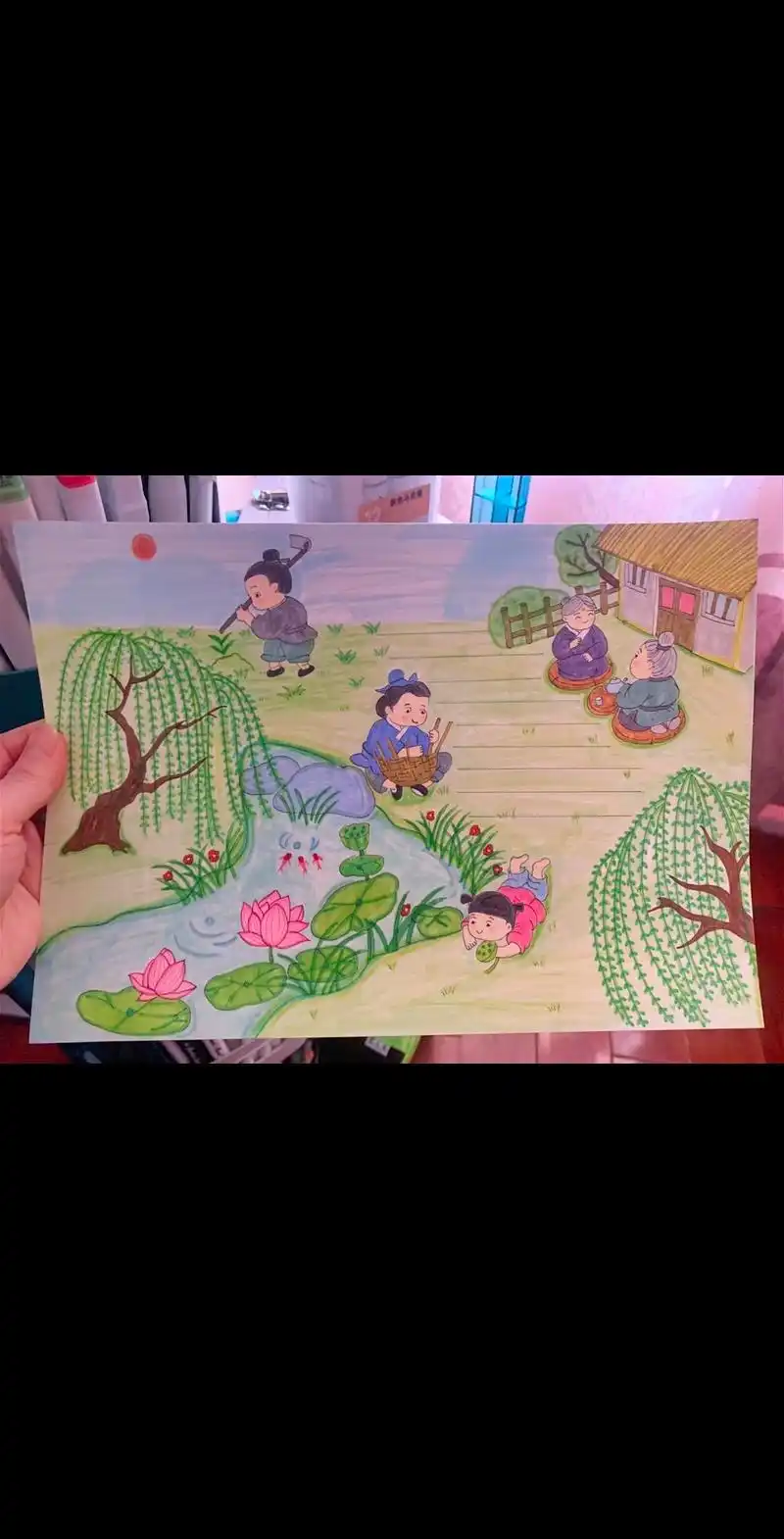 清平乐村居的诗配画简单又漂亮 - 抖音