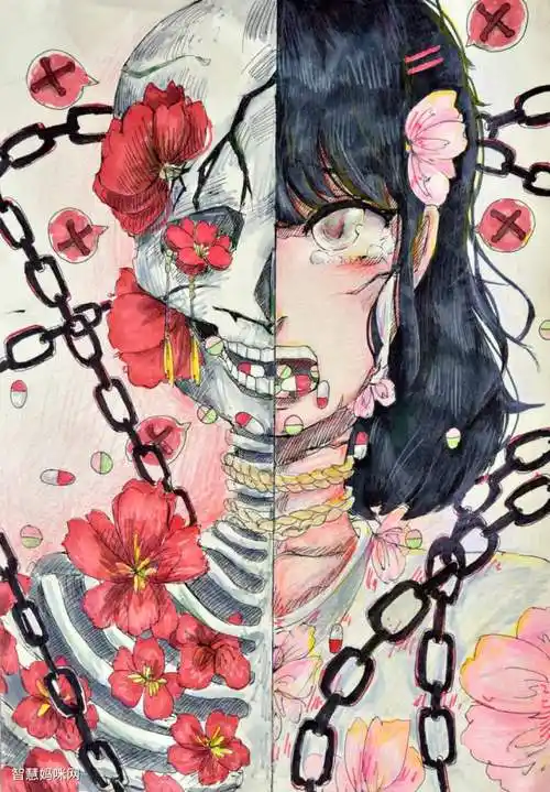 6张漂亮的双面人版禁毒儿童画图片 - 智慧妈咪网