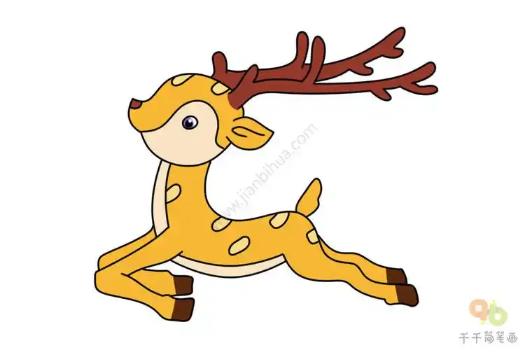 飞奔的小鹿简笔画图片