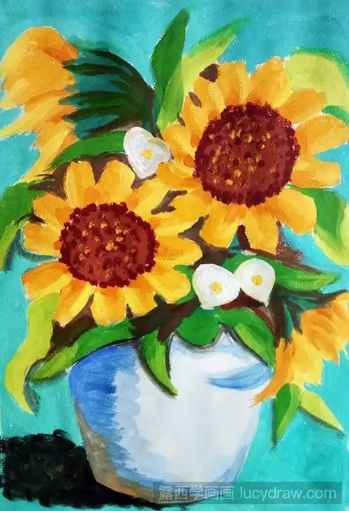 向日葵水粉画怎么画适合儿童画的水粉画教程分享