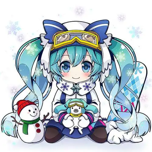 p站二次元插画少女头像原创壁纸初音未来vocaloid雪初音q版id54736569