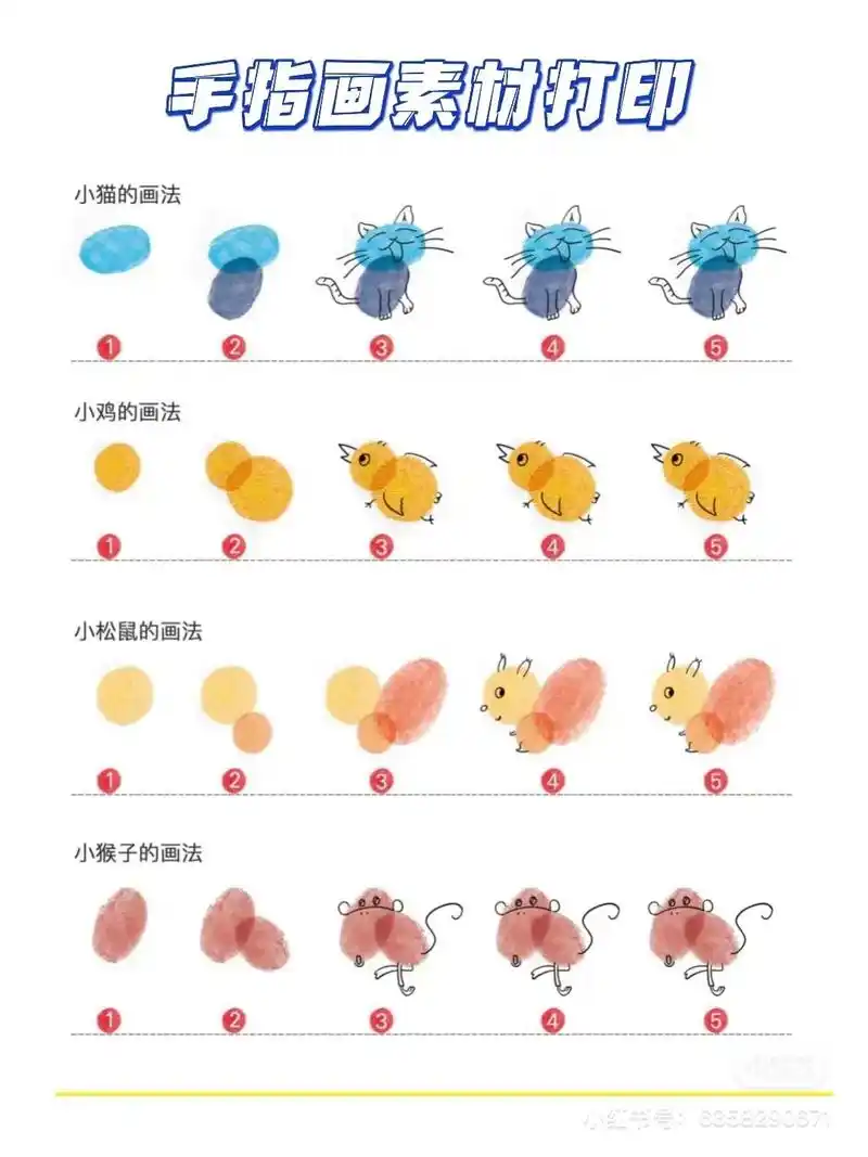 指纹画.可爱的指纹画#环创素材 #区域环创 - 抖音