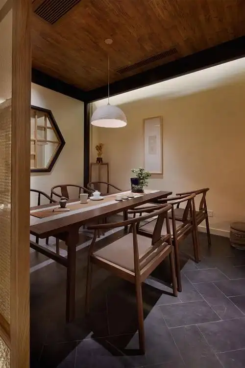 中式茶馆装修效果图典雅而不失现代设计感的茶文化空间