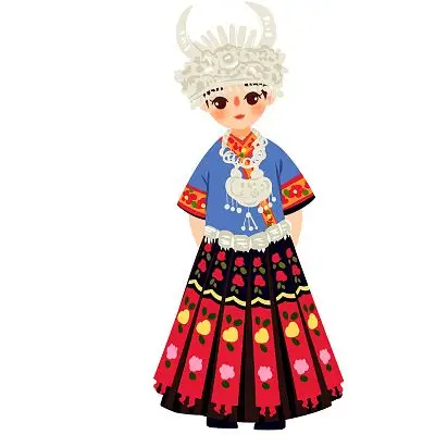 苗族民族服饰卡通人物少数民族服装png素材卡通少数民族人数