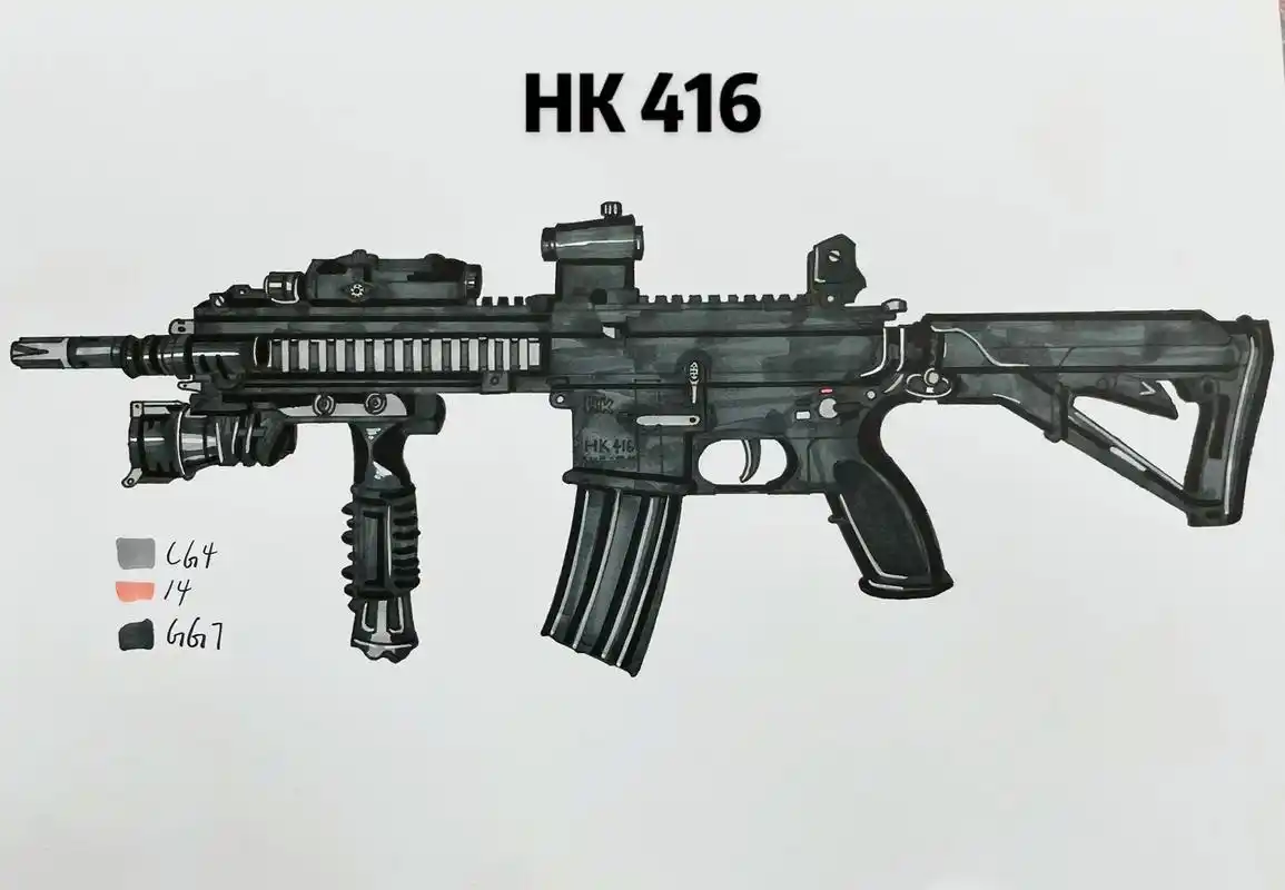 军事爱好者 #一起学画画 #绘画教程  #原创  #画枪  - 抖音