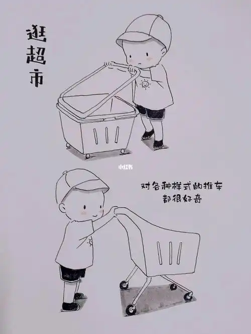 每次逛超市对超市的东西都特别好奇#日常  #简笔画  #双胞胎  #逛超市