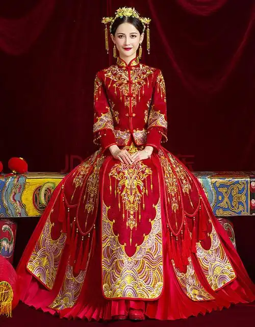 秀禾服新娘新款古装嫁衣中式结婚礼服秀和服凤冠霞帔秀禾 满天星 s