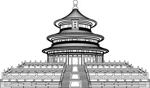 天坛祈年殿的立面图