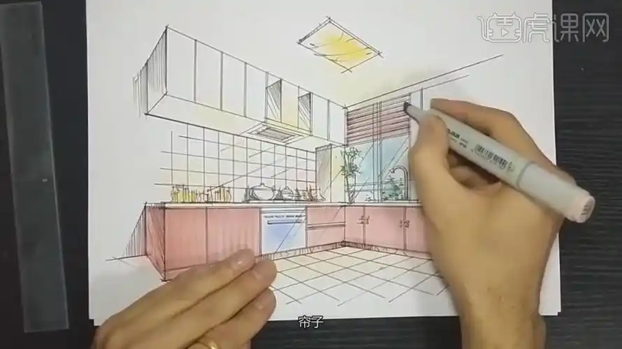 马克笔家装厨房手绘表现上色篇