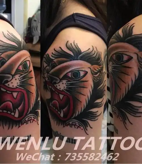 old school狮子_纹身图案手稿图片_江欣的纹身作品集