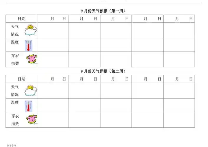 幼儿园大班天气预报模板