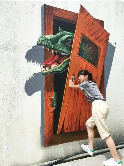 手绘3d立体画立体涂鸦创意3d手绘壁画