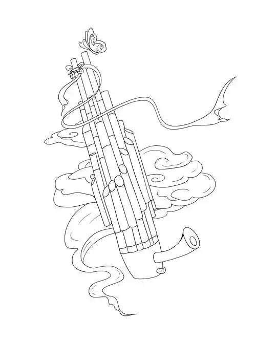 手绘国潮风国风乐器芦笙