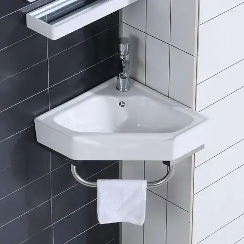 挂墙式洗手盆浴室柜组合小洗脸盆迷你三角盆阳台陶瓷简易壁挂转角