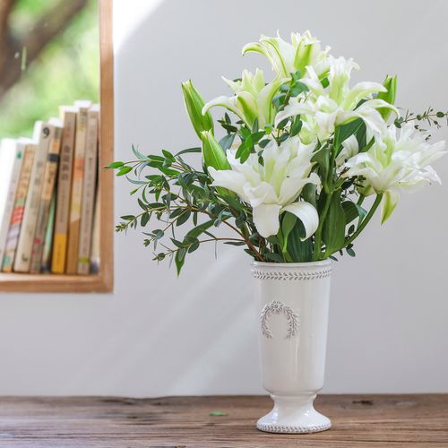 花瓶乐作flora鲜花浮雕麦穗陶瓷地中海田园家居装饰花瓶