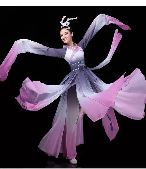 水袖舞服装仙女飘逸惊鸿舞中国风汉服长裙演.