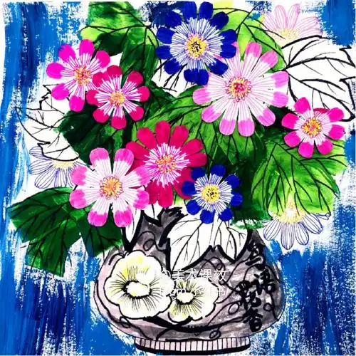 2.学习叶子的不同表现方法.3.学习瓜叶菊花朵的绘画方式.4.