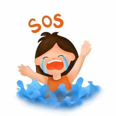 卡通手绘求救牌子