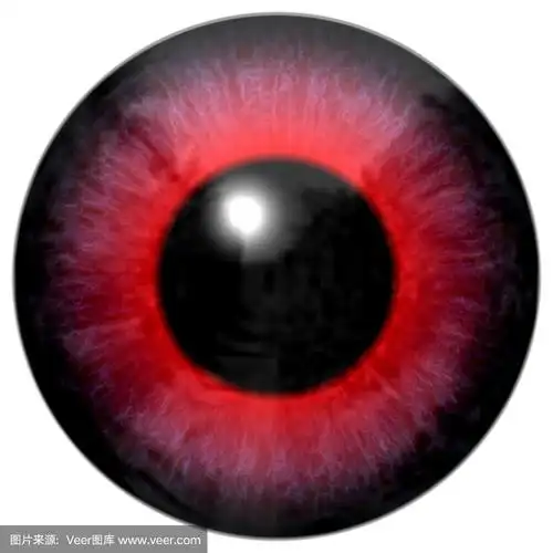 眼睛的细节有红色虹膜和黑色瞳孔