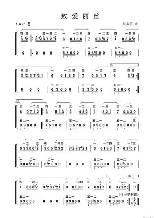 电子琴致爱丽丝简谱