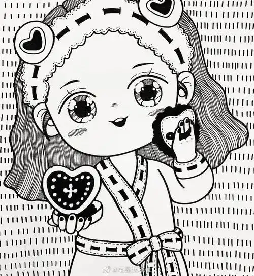 人物线描装饰02▲敲可爱的小狐狸有很强的装饰效果在绘画的表现方式上