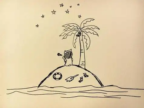 荒岛上的人简笔画 简笔画图片大全-普车都