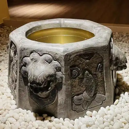 石雕井口井圈井盖水井石头仿古老式井台庭院装饰家用青石井沿盆套