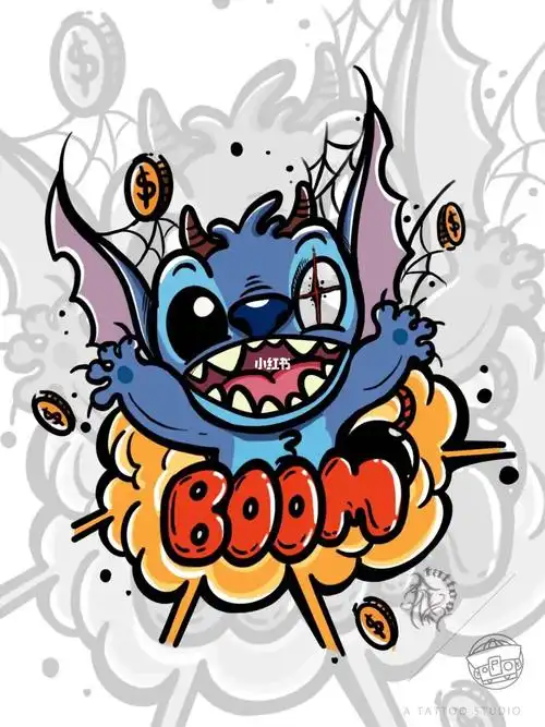 史迪仔史迪奇纹身手稿卡通纹身