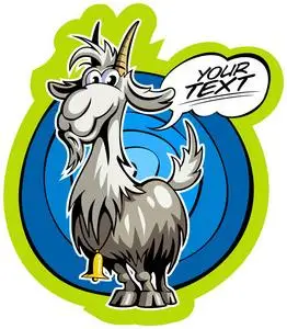 卡通风格山羊与漫画文本框, 矢量图像照片