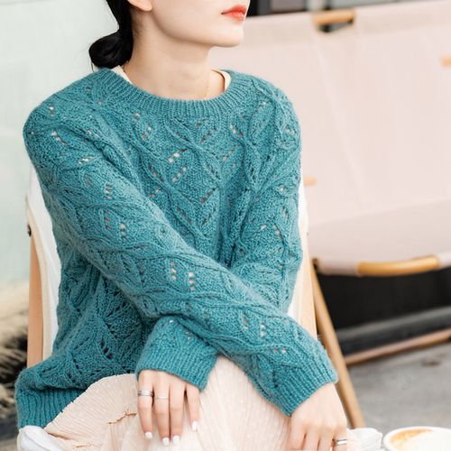 云团织no.60蝶飞云纹套头毛衣材料包 手工diy编织棒针毛线含教程