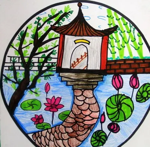 少儿书画作品-《苏州园林》/儿童书画作品《苏州园林》欣赏_中国少儿
