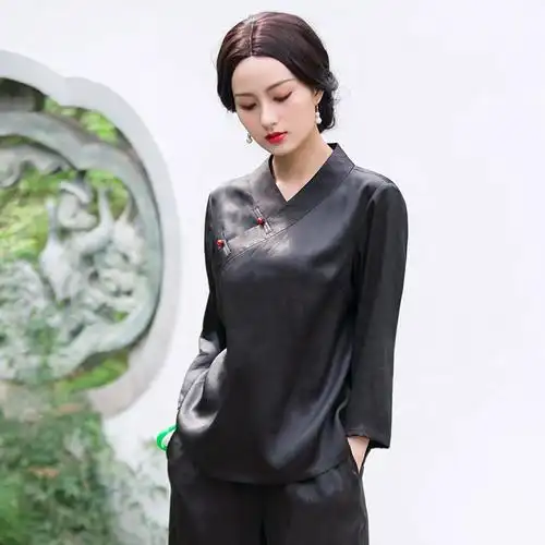 香云纱唐装女夏—上衣>中国华族经典品牌工厂店女装/女士精品上衣更新