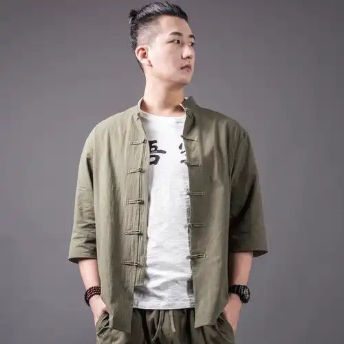 唐装男夏季短袖套装中山装汉服t恤马褂中国风男装中式潮民国古装