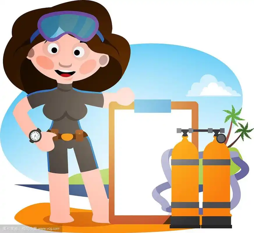 戴着浮潜设备的女潜水员