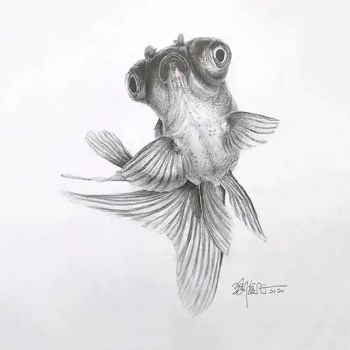 素描动物小金鱼