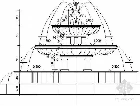 内容简介 内容包括:    喷泉顶视图,立面图,剖面图,截面图.