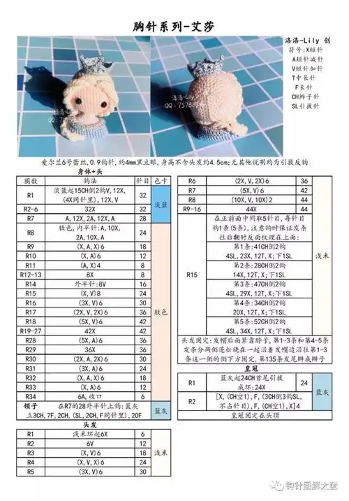 钩针图解公主人偶