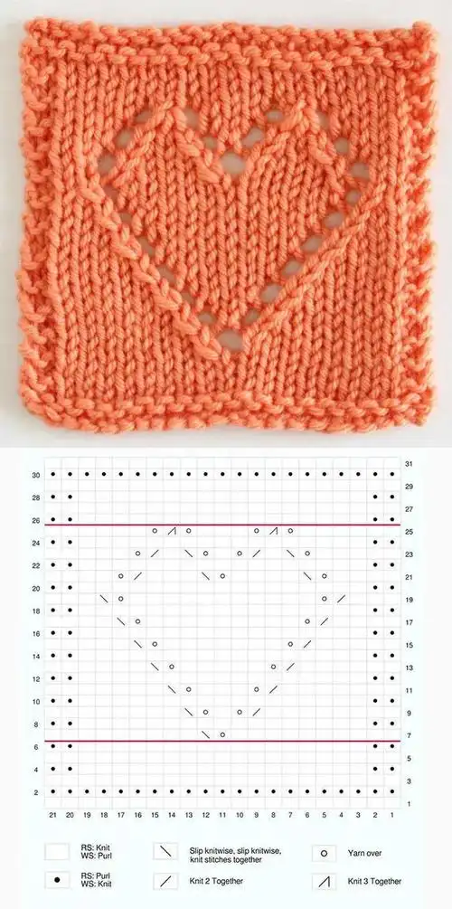 38女神节,送你12款心形镂空花棒针花样,收藏起来以备不时之需!