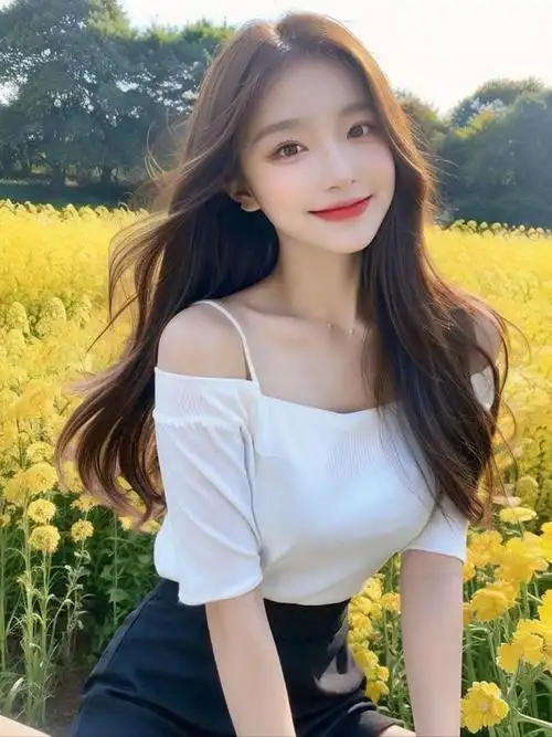 美女清新白衣少女蓝裙舞动春夏