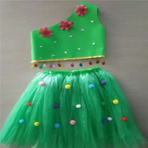 环保服装儿童时装秀幼儿园手工制作衣服女童创意亲子走秀演出表演红色