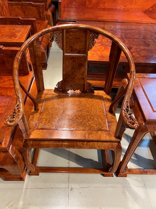 缅甸花梨木家具 缅甸花梨樱木 花梨木树瘤皇宫椅