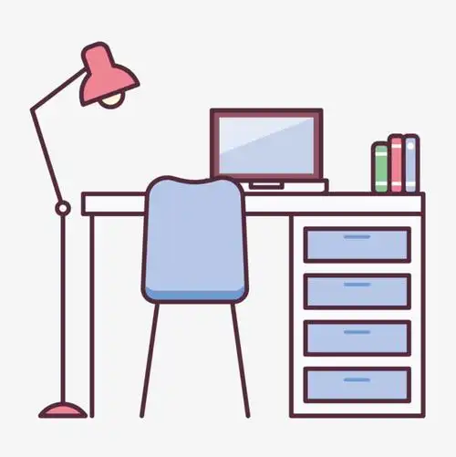 办公桌卡通书桌矢量图下载