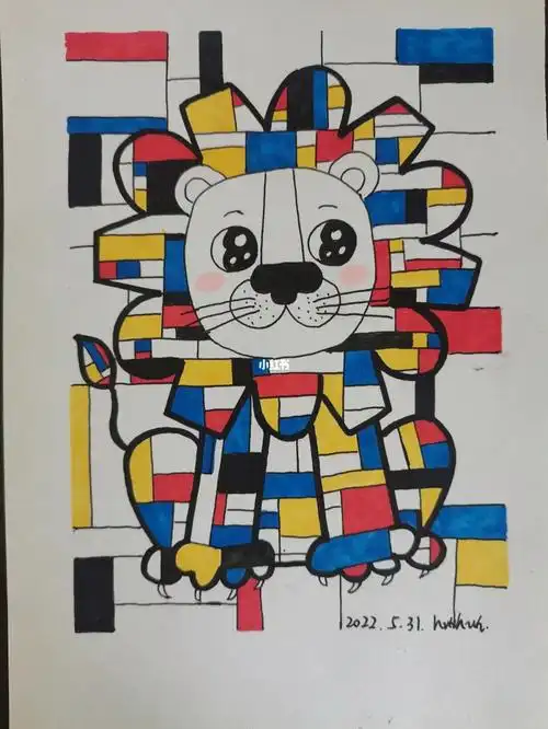 蒙德里安格子画有线稿