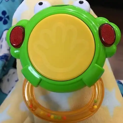 澳贝auby益智玩具青蛙小鼓启智婴幼儿童声光音乐早教塑料玩具06个月