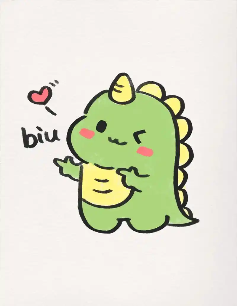 小恐龙爱心.#简笔画 #画画 #一起学画画 #手绘 #跟着抖 - 抖音