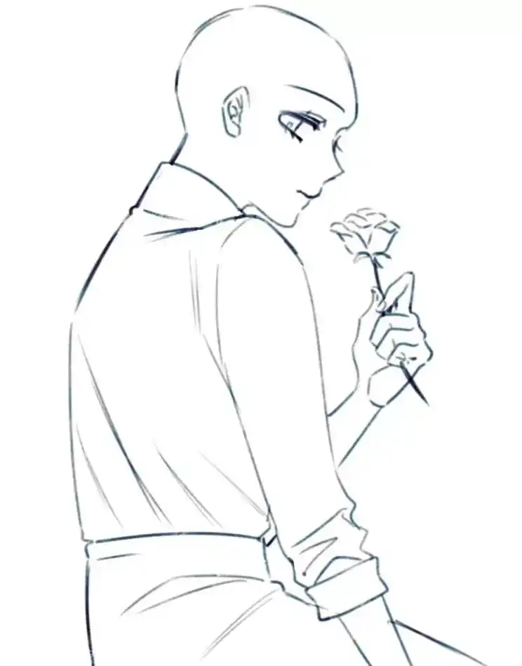 好唯美!好喜欢99,优雅永不过时!单人拿花线稿模板,喜欢评论 - 抖音