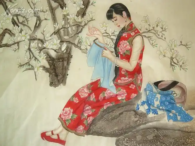 王美芳工笔人物画 绢本 手绘精品(物品编号:6888737)